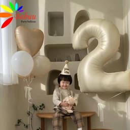 Bong bóng số tuổi, số tuổi dạ tone be phong cách Hàn Quốc trang trí sinh nhật 2