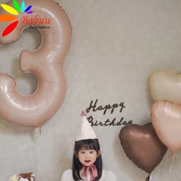 Bong bóng số tuổi, số tuổi dạ tone be phong cách Hàn Quốc trang trí sinh nhật 3