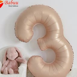 Bong bóng số tuổi, số tuổi dạ tone be phong cách Hàn Quốc trang trí sinh nhật 8