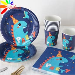 Set 10 cốc, đĩa và ống hút họa tiết nhiều chủ đề trang trí sinh nhật 2