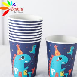 Set 10 cốc, đĩa và ống hút họa tiết nhiều chủ đề trang trí sinh nhật 4
