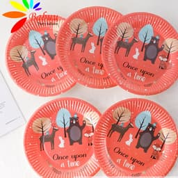 Set 10 cốc, đĩa và ống hút họa tiết nhiều chủ đề trang trí sinh nhật 9