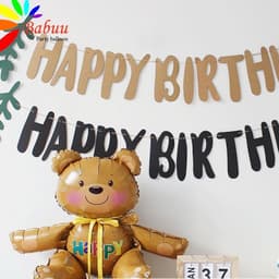 Dây dạ HPBD kèm lá màu đen và nâu trang trí sinh nhật 1