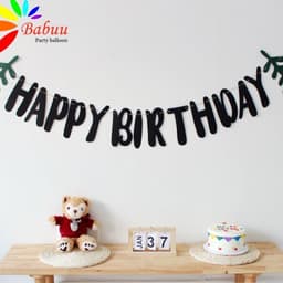 Dây dạ HPBD kèm lá màu đen và nâu trang trí sinh nhật 2