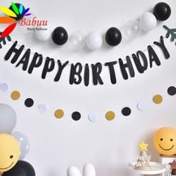 Dây dạ HPBD kèm lá màu đen và nâu trang trí sinh nhật 5