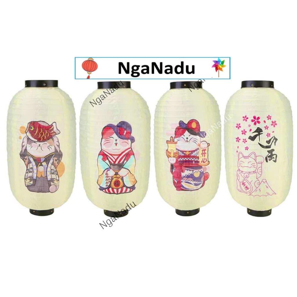 Đèn lồng in món ăn in chữ Nhật Bản - đèn lồng mèo thần tài may mắn trang trí Trung Thu,lễ Tết,khách sạn,nhà hàng
