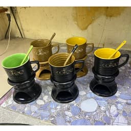 Giá Sỉ tại xưởng sản xuất Bộ Bếp tách đun hâm nóng TAI RƠI cafe gốm sứ Bát Tràng Size 180ml 1