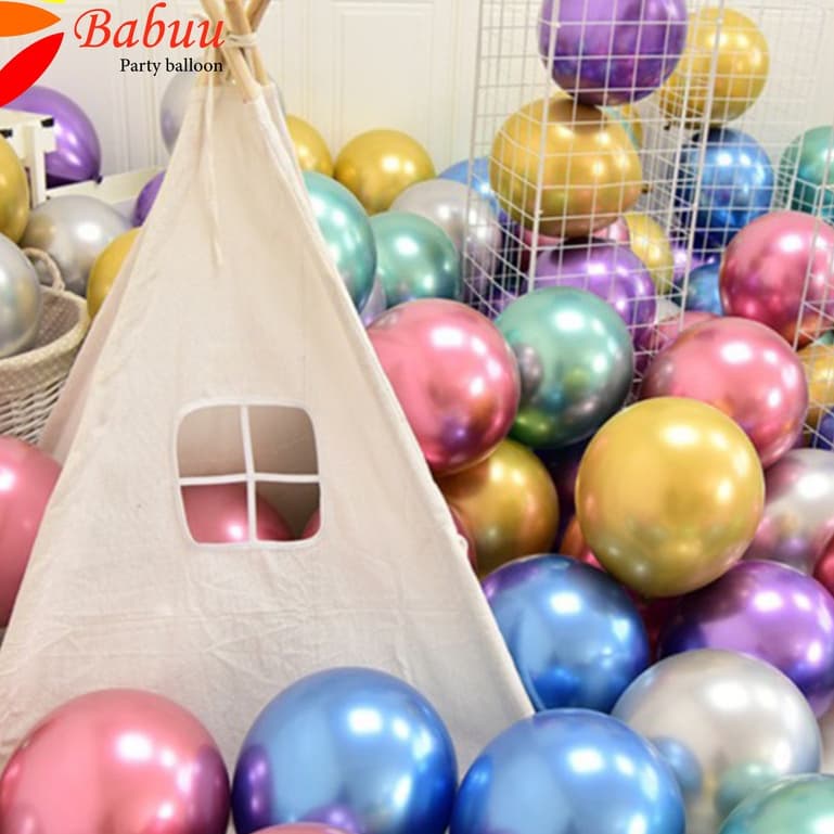 Combo 10 Bóng Siêu Nhũ, Bóng Crom Trang Trí Sinh Nhật,Phòng Cưới, Sự Kiện Size 5inch và 10inch