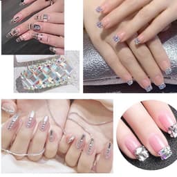 Đá chữ nhật khay 6 ô mix 2 loại đính móng mẫu mới siêu đẹp [ NAILS SUPPLY ] 6