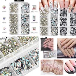 Đá chữ nhật khay 6 ô mix 2 loại đính móng mẫu mới siêu đẹp [ NAILS SUPPLY ] 2