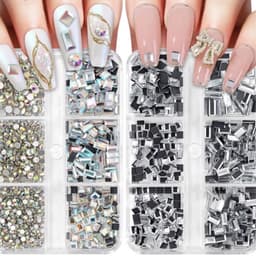 Đá chữ nhật khay 6 ô mix 2 loại đính móng mẫu mới siêu đẹp [ NAILS SUPPLY ] 1
