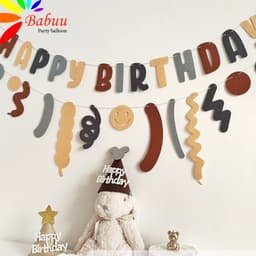 Set 2 dây Happy Birthday dạ nâu Babuu Decor 1