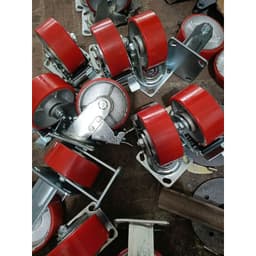 [KKTHN] Bánh Xe PU Gang 5cm Càng 6 Ly Đường Kính D100, D125, D150, D200 Chống Mòn Xước Cho Xe Nâng, Xe Chở Hàng Chịu Tải Nặng 7