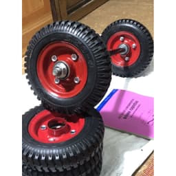 [KKTHN] Bộ 2 Bánh Xe Đỏ Đường Kính 20cm + Trục Ốc Phi 18 Cho Xe Kéo, Xe Đẩy 2 Bánh 2