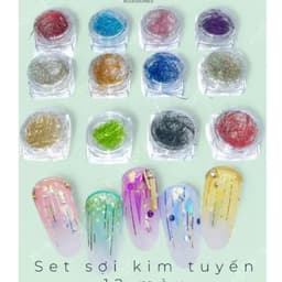 Sét 12 hũ nhũ sợi kim tuyến nhũ tóc ẩn nail trang trí tạo đa dạng mẫu nail siêu HOT [ NAILS SUPPLY ] 8