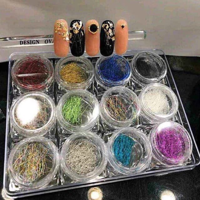 Sét 12 hũ nhũ sợi kim tuyến nhũ tóc ẩn nail trang trí tạo đa dạng mẫu nail siêu HOT [ NAILS SUPPLY ]