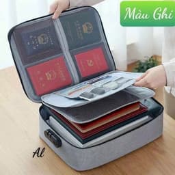 Cặp Đựng Hồ Sơ Tài Liệu Giấy Tờ A4 Cỡ Lớn Túi Nhiều Ngăn Có Khoá Số, Quai Xách Cầm Tay 3