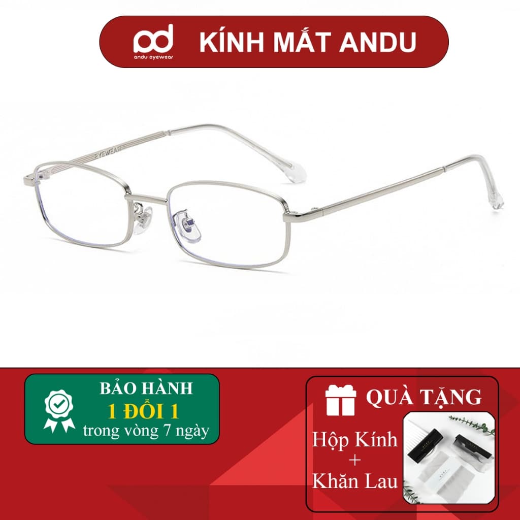 Gọng kính cận thời trang nam nữ ANDU dáng chữ nhật chất liệu kim loại phong cách Y2K - 8021