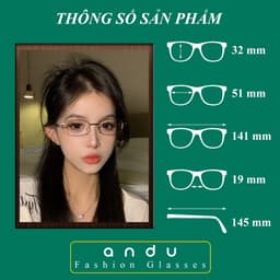 Gọng kính cận thời trang nam nữ ANDU dáng chữ nhật chất liệu kim loại phong cách Y2K - 8021 2