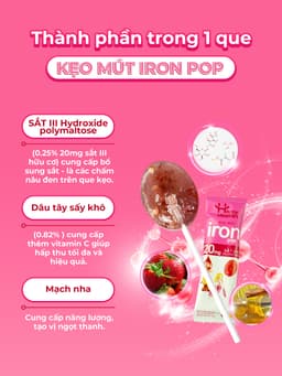 Kẹo mút bổ sung Sắt Happy Vitamin - Hỗ trợ đề kháng khỏe, phát triển toàn diện cho trẻ Hộp 25 Que 7