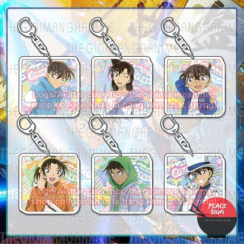 (mua 1 tặng 1) (STICKERS) Móc khóa DETECTIVE CONAN Thám Tử Lừng Danh in hình anime chibi mica trong acrylic
