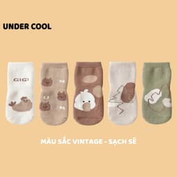 Set 5 đôi tất vớ trẻ em 0-4 tuổi UNDERCOOL chống trượt đế lót cao su họa tiết ngộ nghĩnh TC64 5