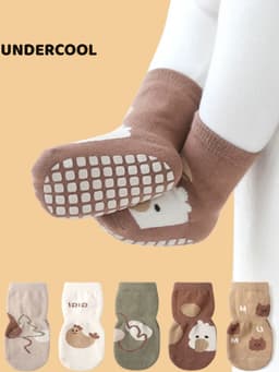 Set 5 đôi tất vớ trẻ em 0-4 tuổi UNDERCOOL chống trượt đế lót cao su họa tiết ngộ nghĩnh TC64 11