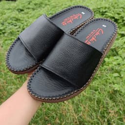 Dép nam quai ngang da bò mềm mại  đế doctor đúc dẻo êm chân  đơn giản không trang trí dễ vệ sinh dễ phối đồ 6