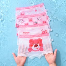 Combo 4 quần chíp đùi GẤU DÂU chất mát lạnh DẠNG LƯỚI cho bé gái dễ thương, quần lót tam giác cotton thoáng mát co giãn 8
