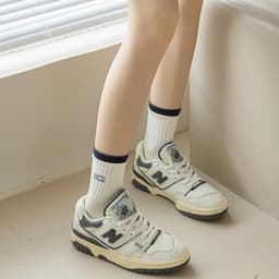 Set 5 Đôi Tất Nữ Cổ Cao Cotton Tông Trắng Thêu Chữ Cổ Màu Phong Cách Trẻ Trung tt52 LILIRIA 4