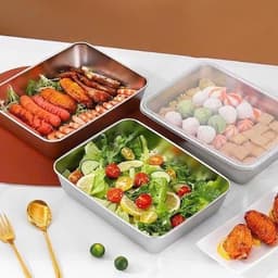 COMBO 5 Hộp inox chống rỉ 304 kèm nắp nhựa đựng đồ ăn bảo quản thực phẩm tủ lạnh đa năng 2