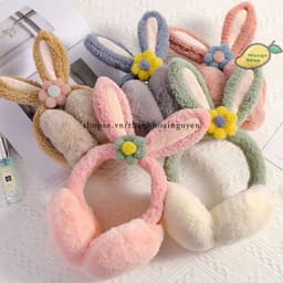 Bịt Tai Lót Lông Gấp Gọn Tiện Dụng Hình Bông Hoa Tai Thỏ Dễ Thương ( trùm tai ) 6