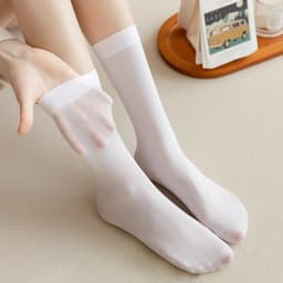 Sét 5 Đôi Tất Nữ Cổ Cao, Đùi Trơn Đen Trắng, Vớ Lolita Cosplay Học Sinh Nhiều Độ Dài, Tất Ống Dài Qua Gối tt55 { S113 } 2