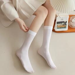 Sét 5 Đôi Tất Nữ Cổ Cao, Đùi Trơn Đen Trắng, Vớ Lolita Cosplay Học Sinh Nhiều Độ Dài, Tất Ống Dài Qua Gối tt55 { S113 } 4