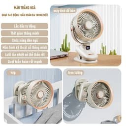 Quạt Mini Xoay Tự Động Kẹp Tích Điện 7 Inch Kẹp Bàn Xe Đẩy Pin 20000mAh Có Bảo Hành 8