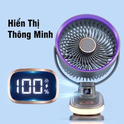 Quạt Mini Xoay Tự Động Kẹp Tích Điện 7 Inch Kẹp Bàn Xe Đẩy Pin 20000mAh Có Bảo Hành 3