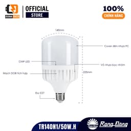 Bóng đèn LED BULB trụ 50W ánh sáng trắng Rạng Đông chính hãng bảo hành 2 năm đổi mới 6