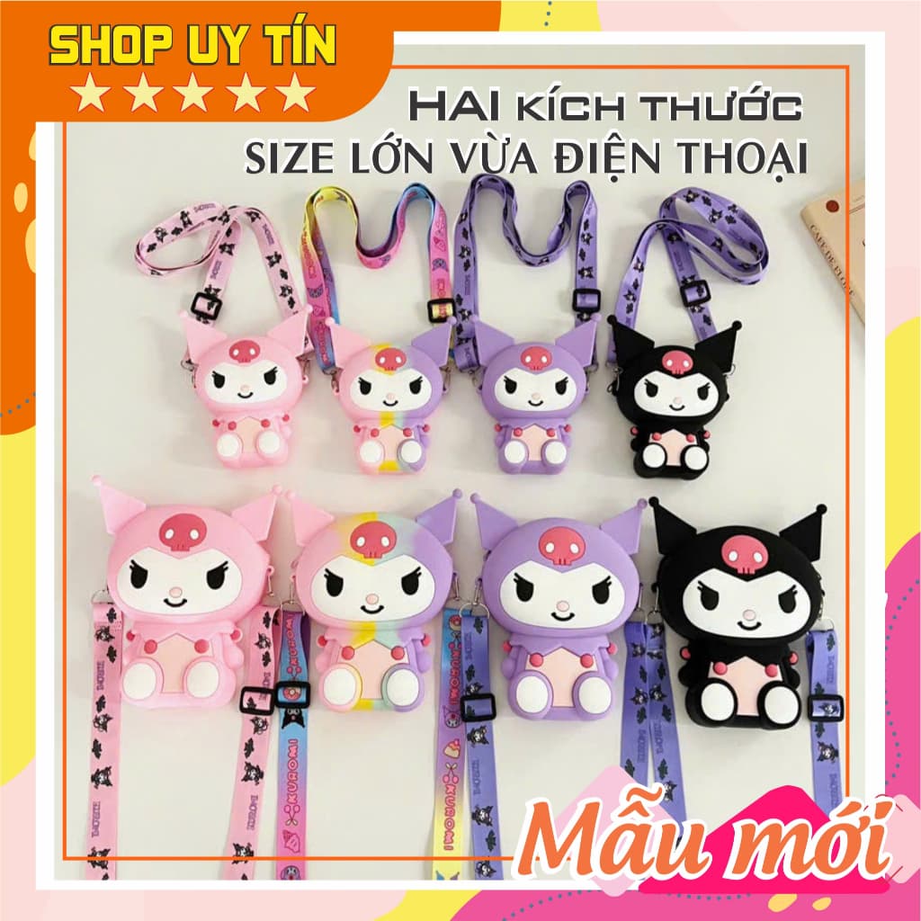 [Lớn, vừa điện thoại] Túi xách silicon hình Kuromi cho bạn gái đeo chéo đựng lì xì thời trang bé gái
