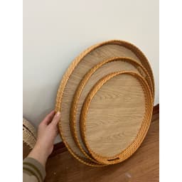 Mâm gỗ đựng bát đĩa - Khay gỗ đựng bộ bát đĩa hoa mặt trời - Mâm để bộ bán đĩa cúng gia tiên 3