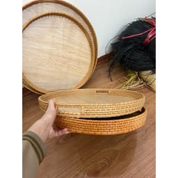 Mâm gỗ đựng bát đĩa - Khay gỗ đựng bộ bát đĩa hoa mặt trời - Mâm để bộ bán đĩa cúng gia tiên 4