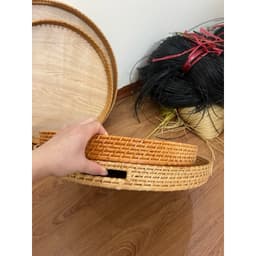 Mâm gỗ đựng bát đĩa - Khay gỗ đựng bộ bát đĩa hoa mặt trời - Mâm để bộ bán đĩa cúng gia tiên 5