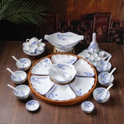 Mâm gỗ đựng bát đĩa - Khay gỗ đựng bộ bát đĩa hoa mặt trời - Mâm để bộ bán đĩa cúng gia tiên 7