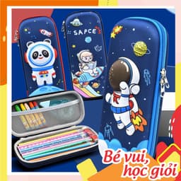 Hộp bút 3D trẻ em, hộp đựng bút cho bé trai học sinh cỡ lớn hình phi hành gia in nổi dễ thương 1