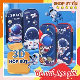 Hộp bút 3D trẻ em, hộp đựng bút cho bé trai học sinh cỡ lớn hình phi hành gia in nổi dễ thương 2