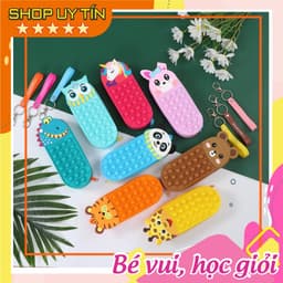 Hộp bút pop it silicon nhiều hình ngộ nghĩnh đồ chơi bấm nút bong bóng giúp giải trí giảm căng thẳng 1