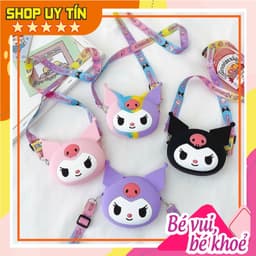 Túi xách silicon hình mặt Kuromi cho bé trai bé gái đeo chéo đựng lì xì mỹ phẩm thời trang 1