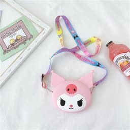 Túi xách silicon hình mặt Kuromi cho bé trai bé gái đeo chéo đựng lì xì mỹ phẩm thời trang 2