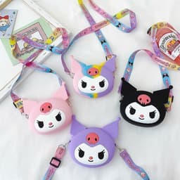 Túi xách silicon hình mặt Kuromi cho bé trai bé gái đeo chéo đựng lì xì mỹ phẩm thời trang 3