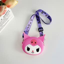 Túi xách silicon hình mặt Kuromi cho bé trai bé gái đeo chéo đựng lì xì mỹ phẩm thời trang 8