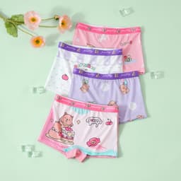 Combo 4 quần chíp đùi GẤU DÂU chất mát lạnh DẠNG LƯỚI cho bé gái dễ thương, quần lót tam giác cotton thoáng mát co giãn 7
